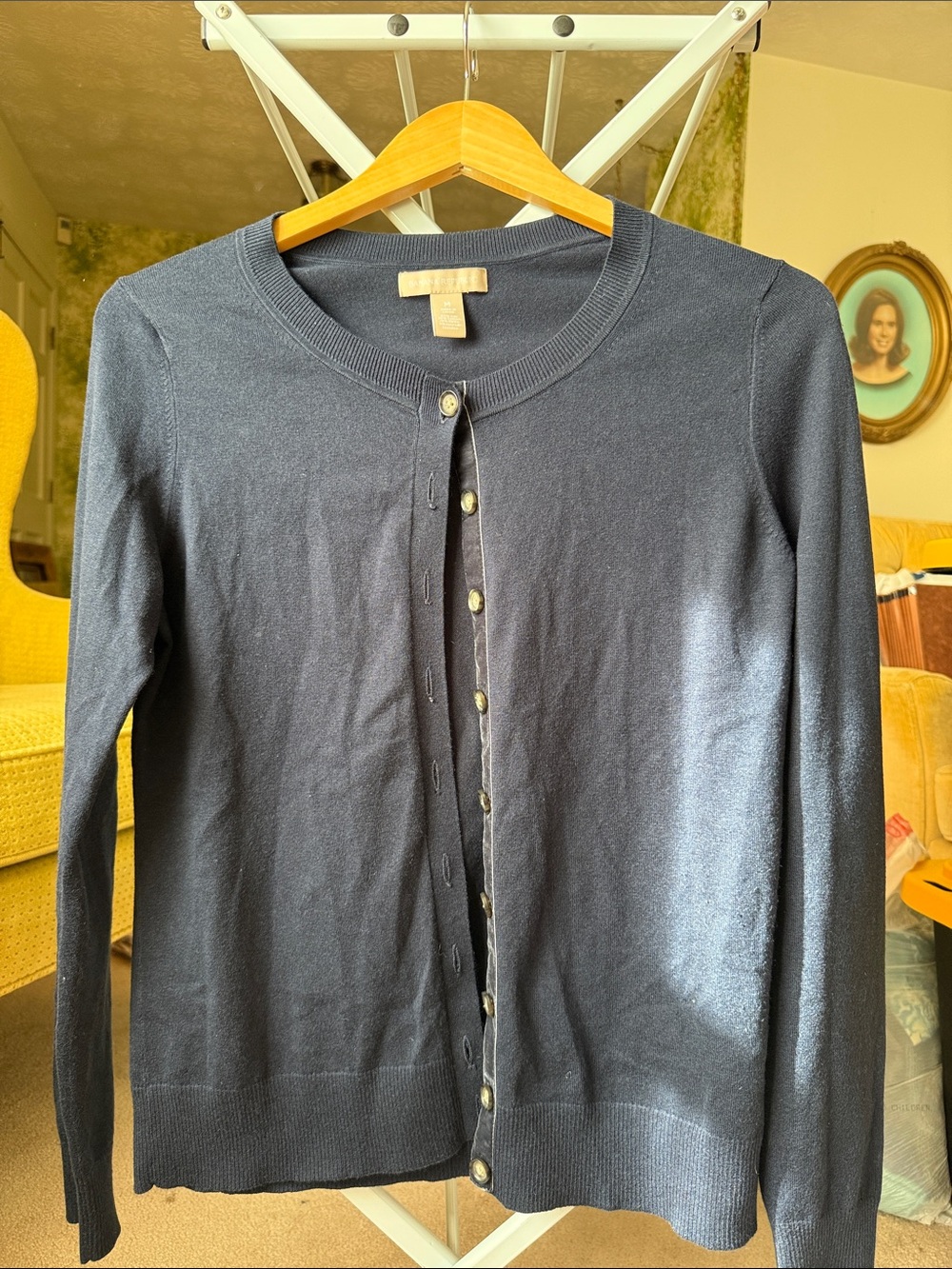Banana Republic Navy Blue Crewneck Button Cardigan